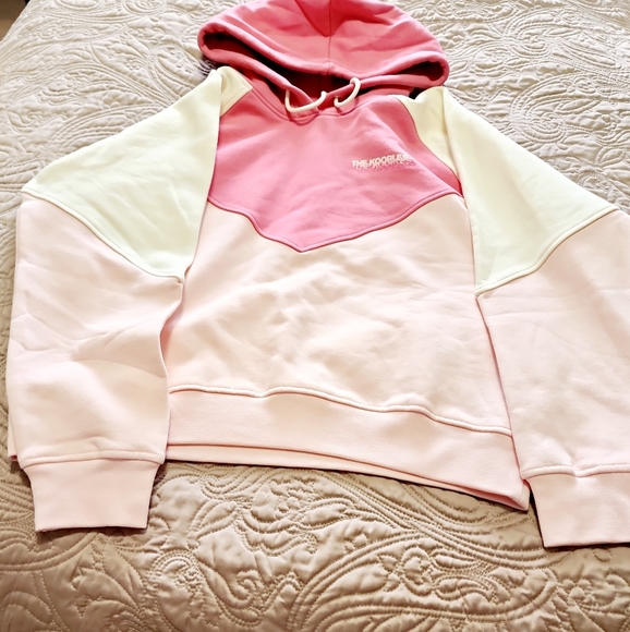 PINK AND ECRU FLEECE SWEATSHIRT WITH HOOD - Picture 16 of 16